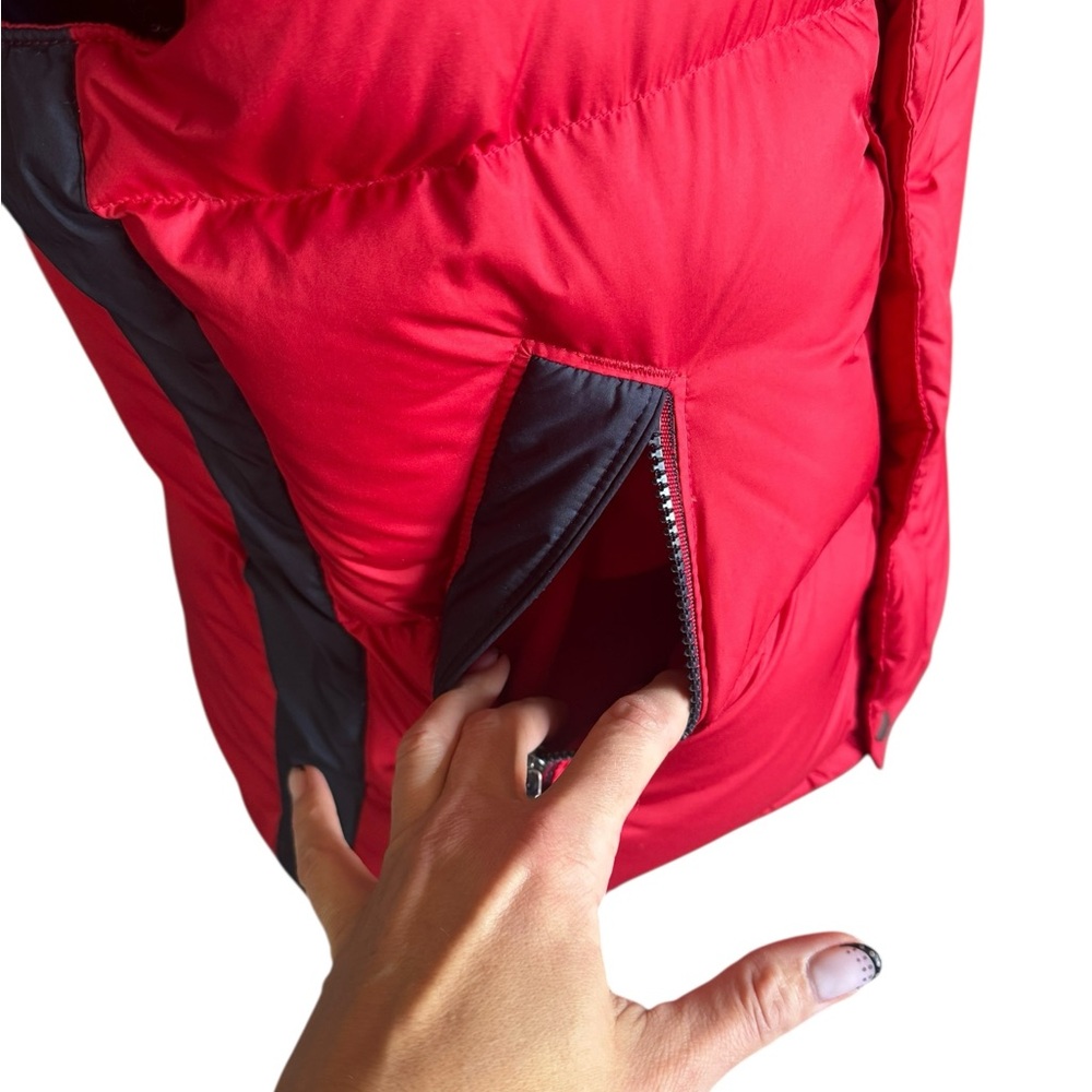 Ralph Lauren Women’s Down Puffer Vest Red & Navy L Big Pony Logo Preppy Ski - Picture 2 of 14